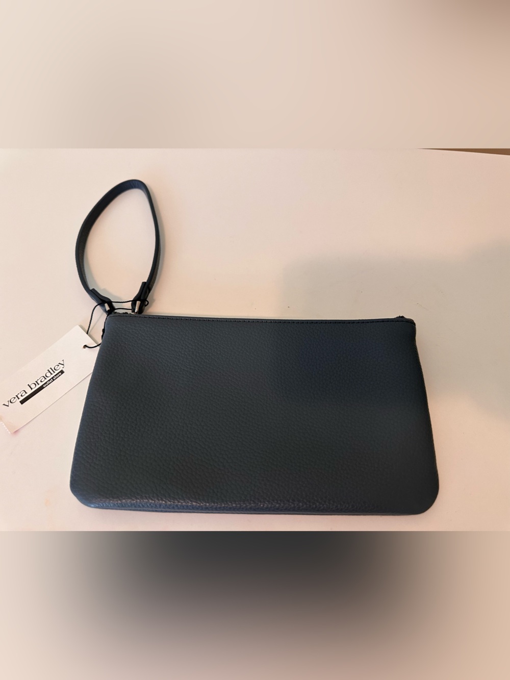 Vera Bradley Dark Slate Pebbled Leather Wristlet with Strap